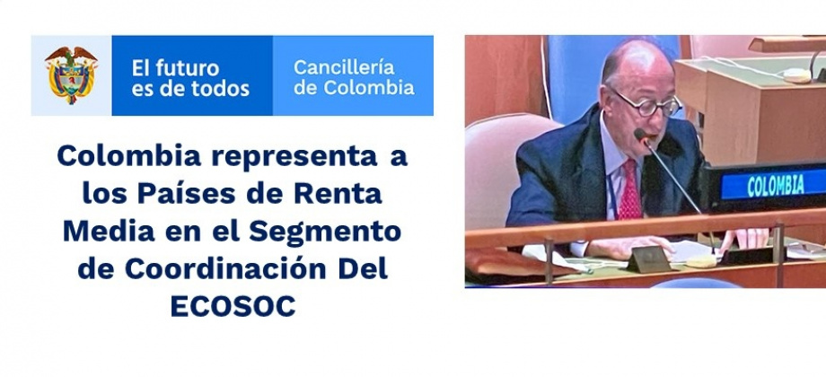 Colombia representa a los Países de Renta Media en el Segmento de Coordinación Del ECOSOC