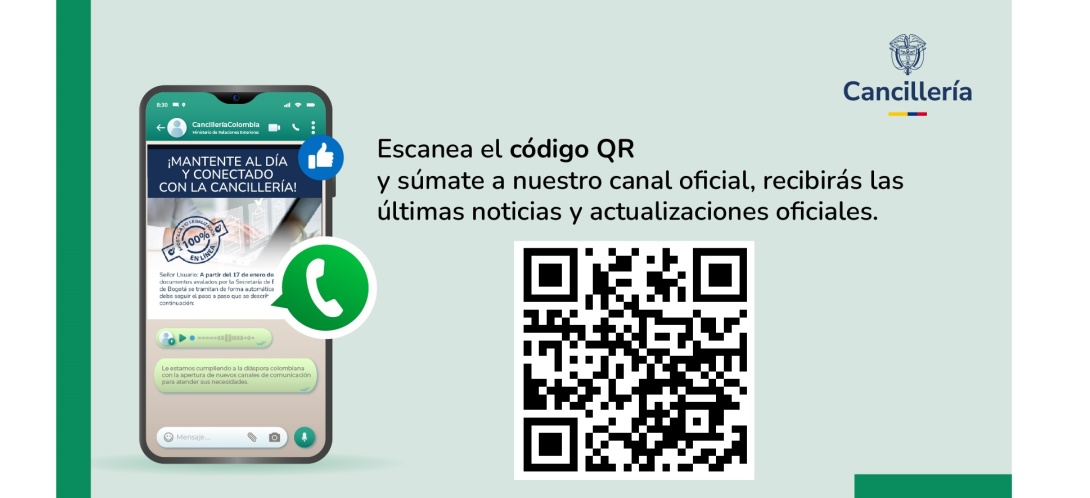 Únete al canal de WhatsApp de la Cancillería y mantente informado 